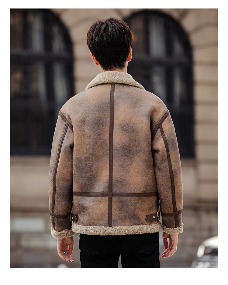 Leather And Fur Casual Coat For Men