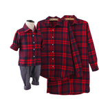 Mother and child red plaid shirt parent-child outfit