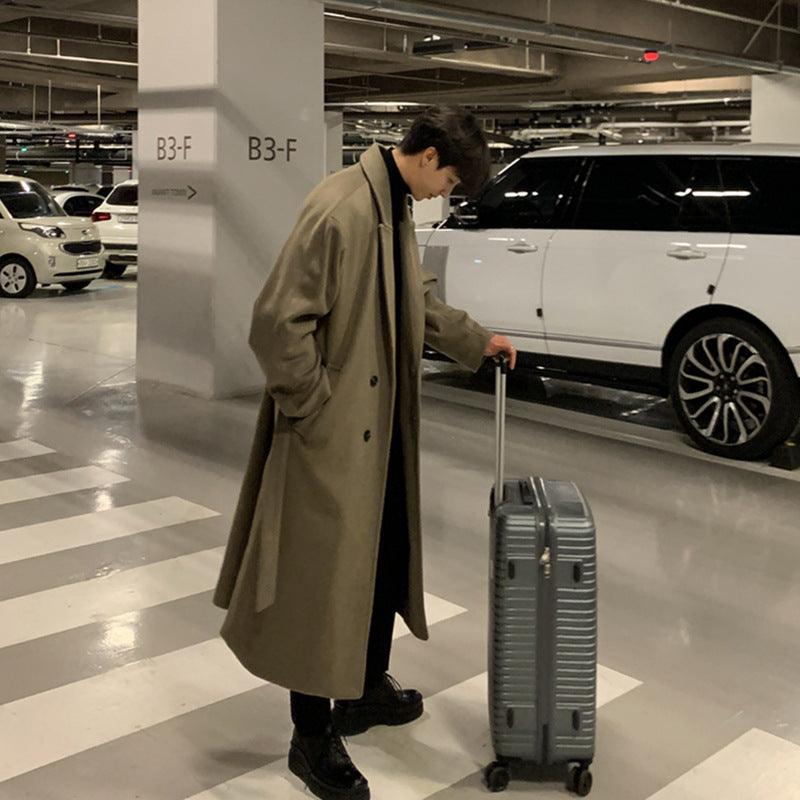 Perth Korean Men's Long Below The Knee Overcoat - WOMONA.COM