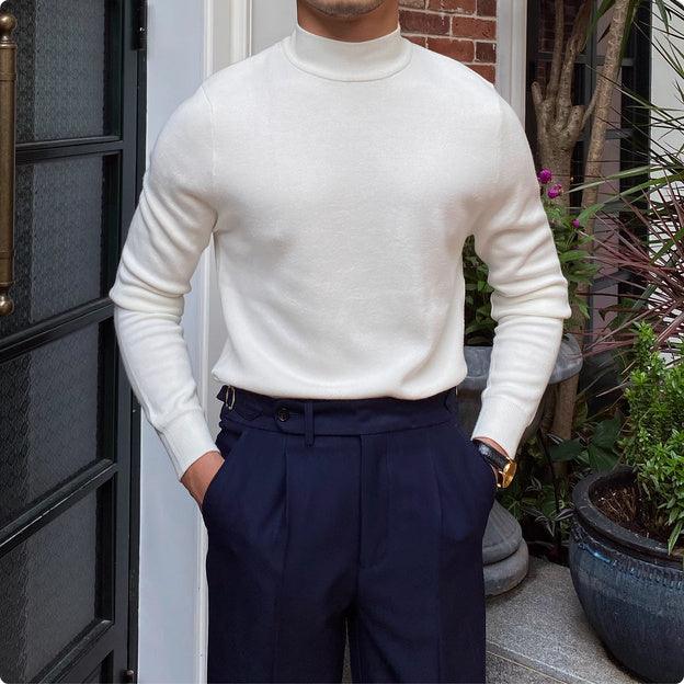 Keep Warm Knitted Mock Neck Sweater - WOMONA.COM