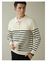 Men's Spring And Autumn New Half Zipper Striped Business Casual Sweater