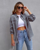 Fashion Ripped Shirt Jacket Female - WOMONA.COM