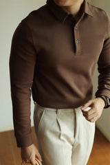 High-end Air Layer Cotton Long-sleeved Polo Shirt