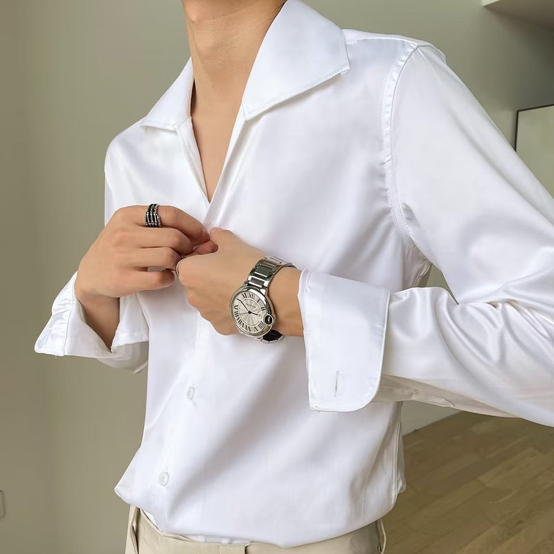 Camisa informal de primavera y otoño para hombre, estilo Hong Kong