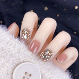 Champagne Gold Full Diamond Manicure Patches Wearing Fake Nails - WOMONA.COM