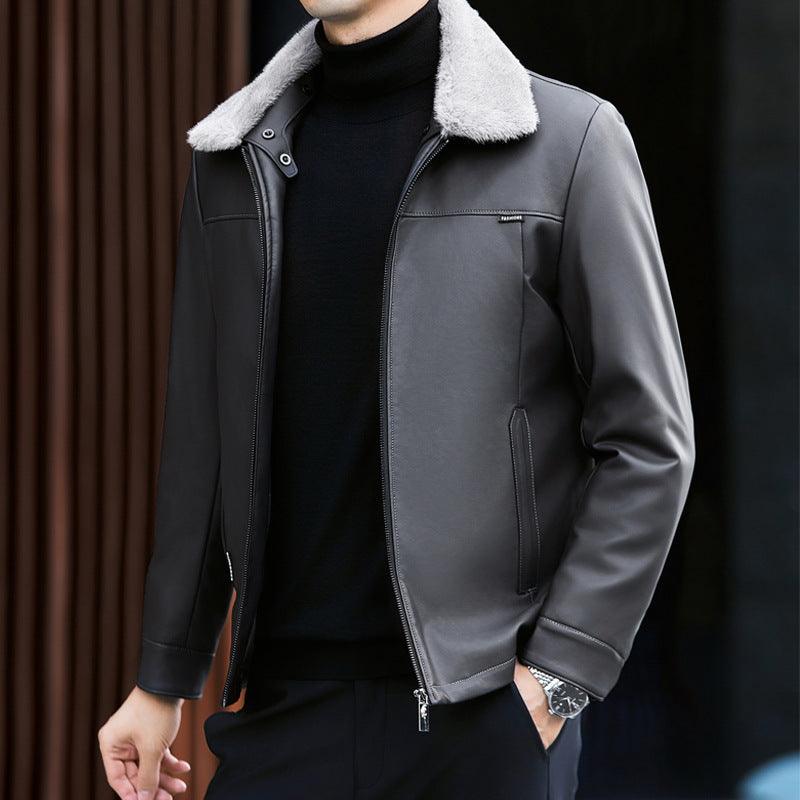 Leather Down Jacket Men's - WOMONA.COM