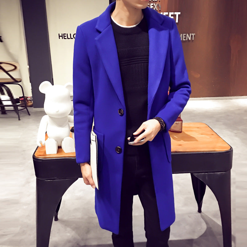 Men's woolen coat slim and handsome long trench coat - WOMONA.COM