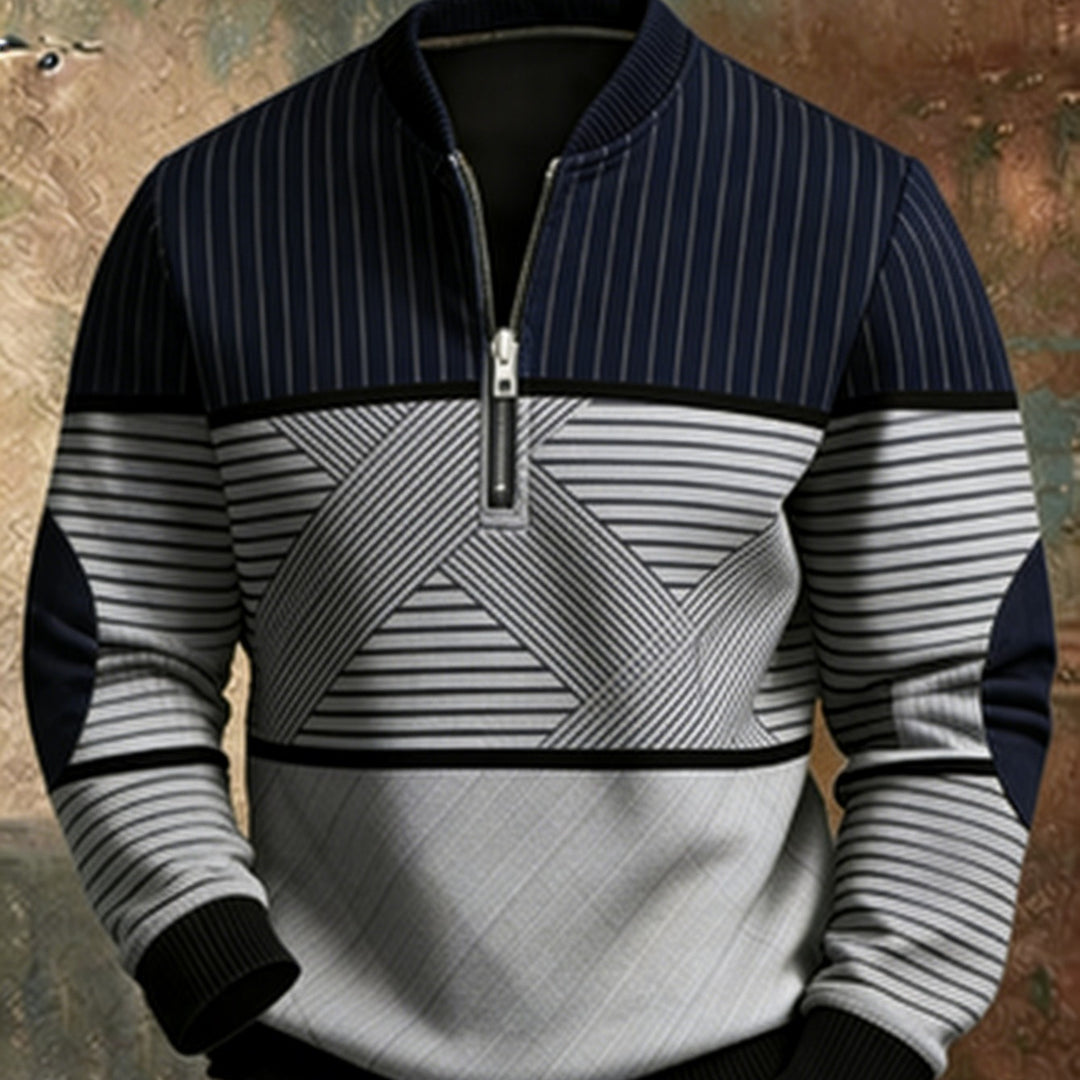 Men's Printed Half-Zip Fleece-Lined Pullover Hoodie