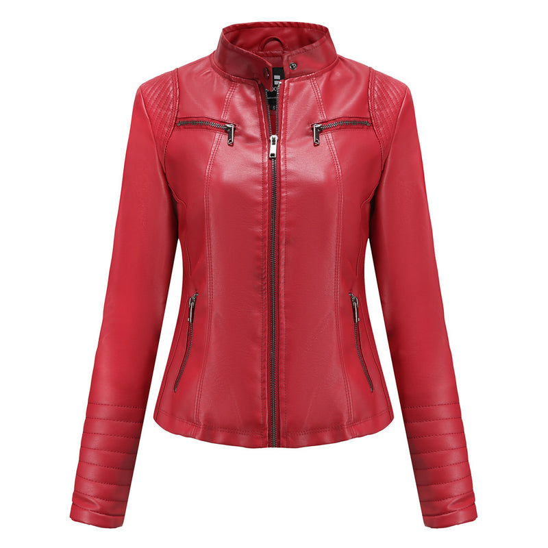 Women's Leather Thin Short Chic Women's Jacket - WOMONA.COM