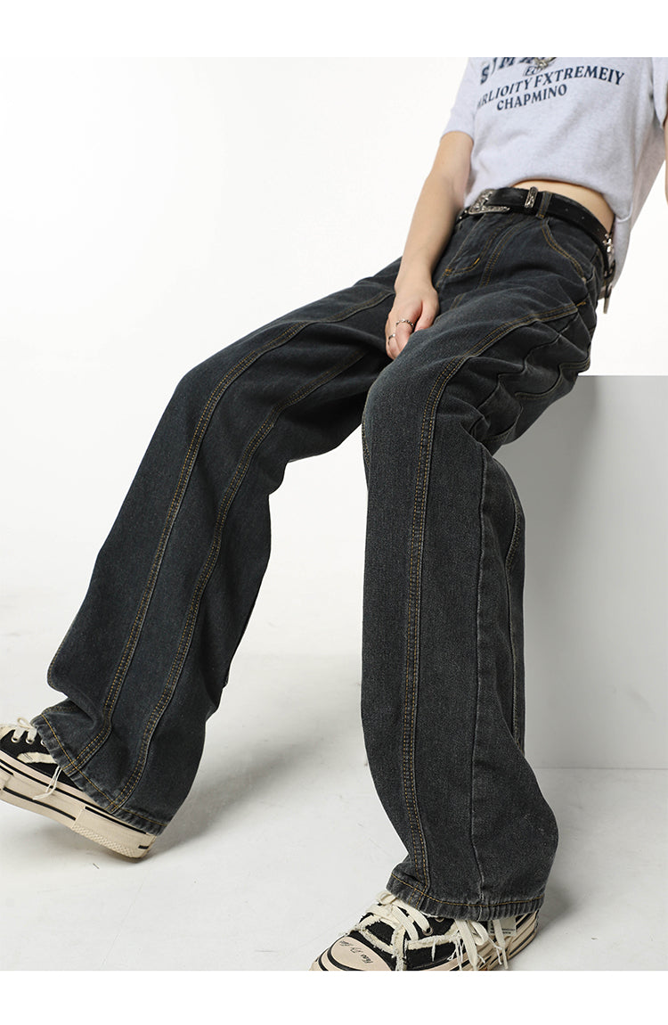 Dark Blue Jeans For Women Loose Drape - WOMONA.COM