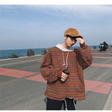 Striped hooded sweater men - WOMONA.COM