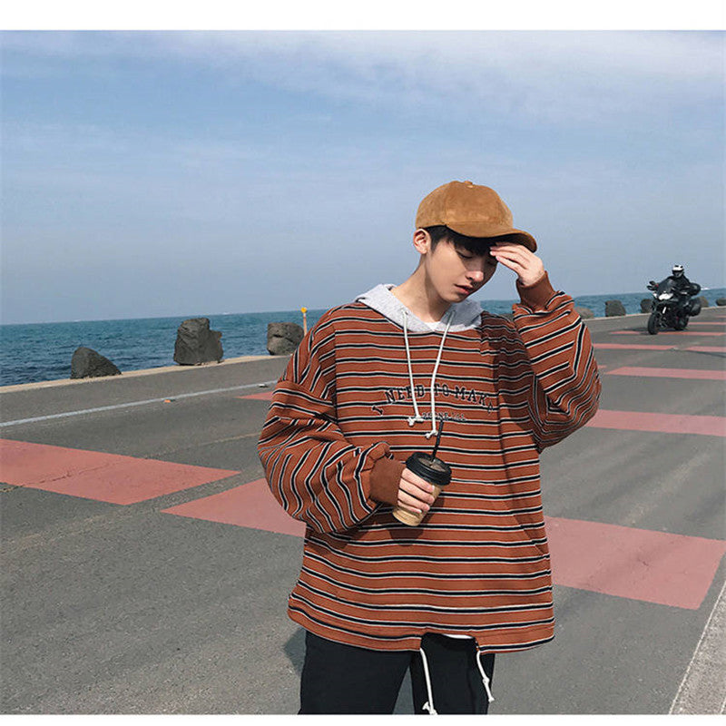 Striped hooded sweater men