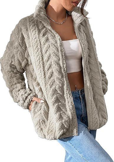 Cardigan Stehkragen Polar Fleece Jacke