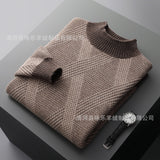 Half Turtleneck Thickened Matting Woven Sweater Loose Contrast Color Knitted Cashmere Bottoming Shirt