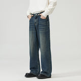 Men And Women Washed-out Vintage Wide-leg Pants - WOMONA.COM