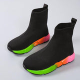 Iridescent Shoes Platform Black Ankle Boots For Women - WOMONA.COM