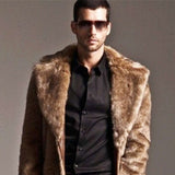 Men's Suit Collar Imitation Fur Coat - WOMONA.COM