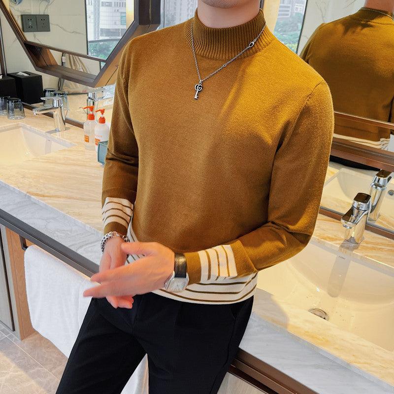 Spring And Autumn Men's Half Turtleneck Casual Sweater - WOMONA.COM
