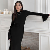 Women's Knitted Tight Fitting Dress - WOMONA.COM