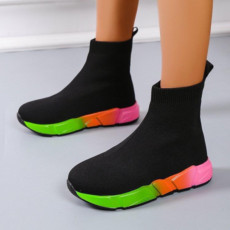 Iridescent Shoes Platform Black Ankle Boots For Women - WOMONA.COM