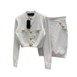 Diamond Check Blouse Knitted Short Jacket Women - WOMONA.COM