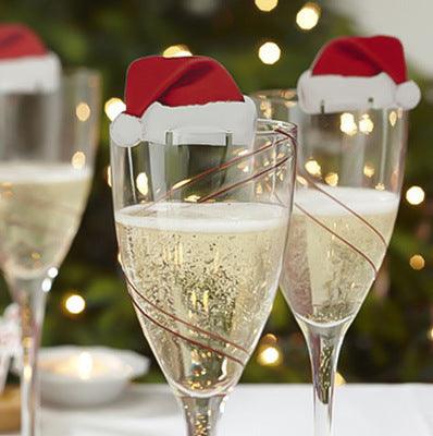 10PcsLot Paper Red Christmas Hat Wine Champagne Tipple - WOMONA.COM