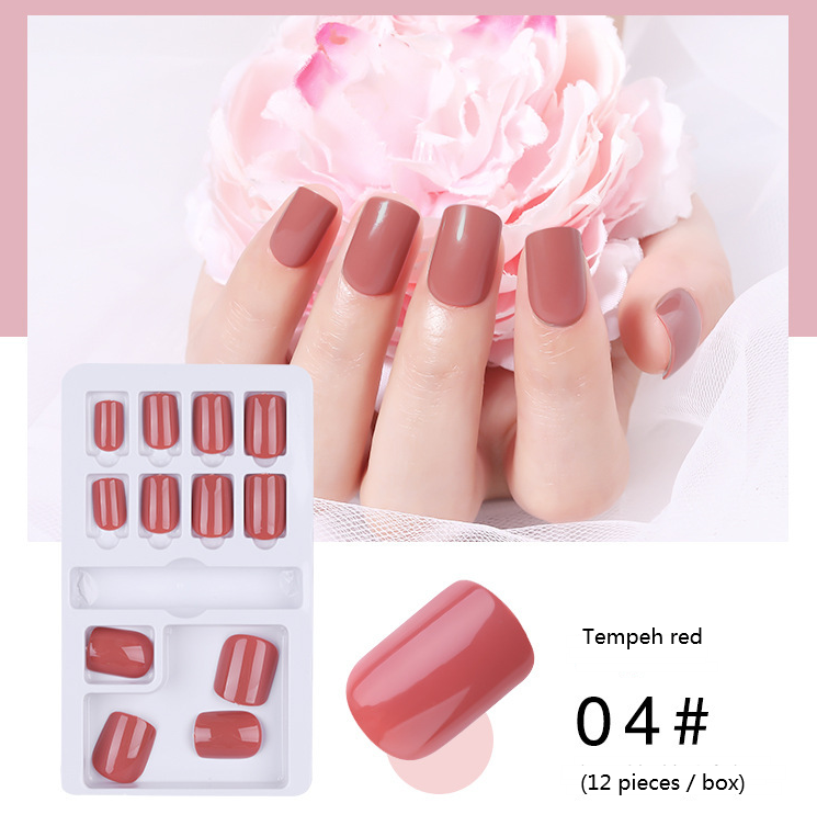 Wear pure color nail art fake nail patches - WOMONA.COM