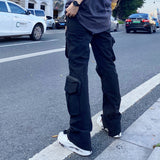 Overalls Trousers Zipper Flared Casual Trousers Ins Pants Men - WOMONA.COM