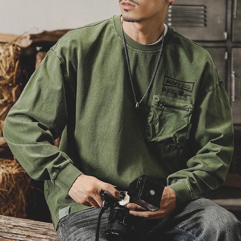 American Retro Cotton Long-sleeved T-shirt For Men - WOMONA.COM