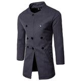 New Men's Fashion Slim Neck Three Row Woolen Coat - WOMONA.COM