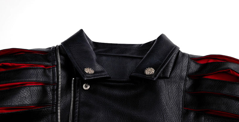 Backbone Pleated Design Sense Short Leather Jacket - WOMONA.COM