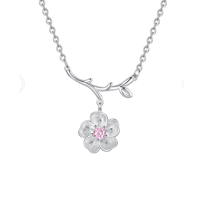 Flower Clavicle Necklace S925 Sterling Silver Necklace - WOMONA.COM