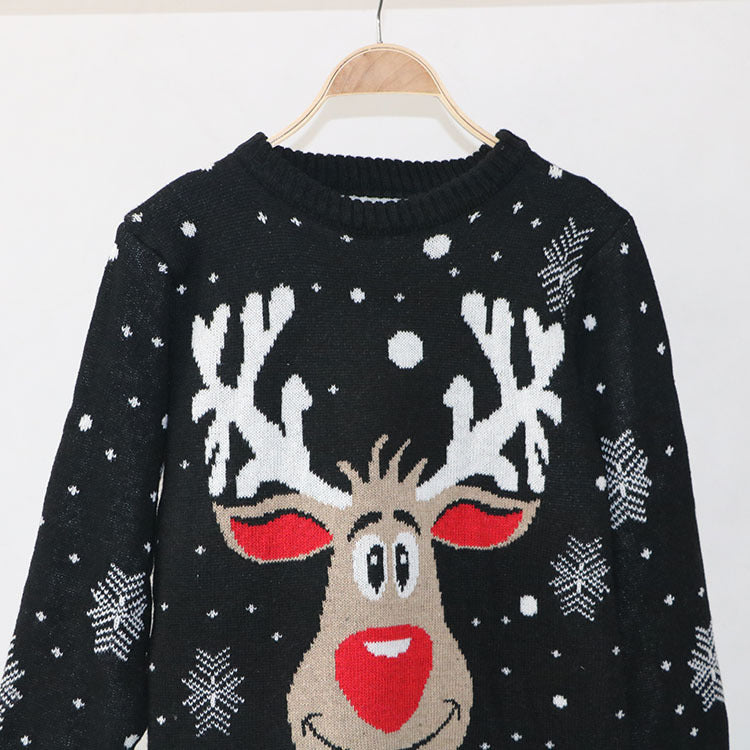 Christmas fawn jacquard sweater - WOMONA.COM