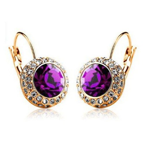 Korean Semicircular Earrings Crysta- Moon River - WOMONA.COM