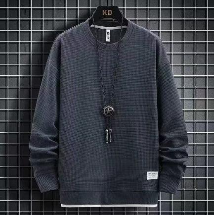 Waffle Casual Sports Round Neck Sweater - WOMONA.COM