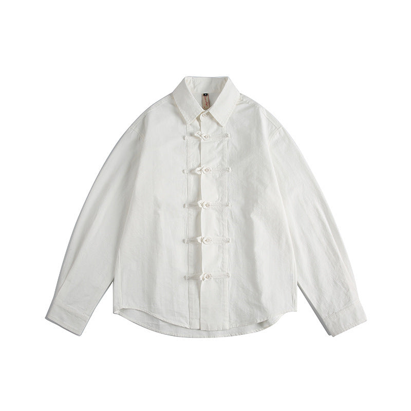 Chinese Button Knots Long Sleeve Shirt For Men And Women