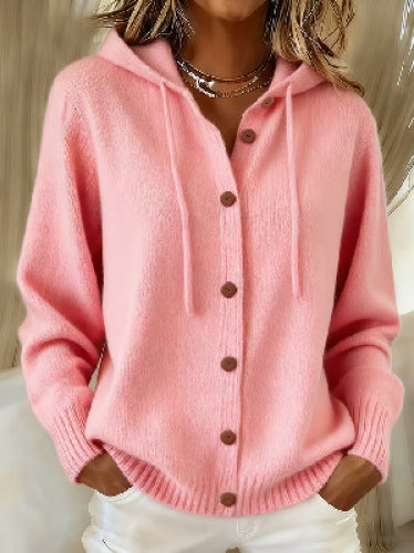 Women's printed hooded cardigan