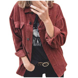 Long Sleeve Lapel Loose Thick Shirt For Women