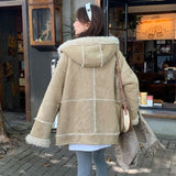 Hooded Suede Fur Lamb Warm Leisure Slimming Coat