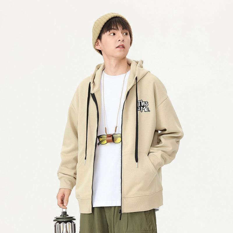 Men's Embroidered Hooded Zip Cardigan Jacket