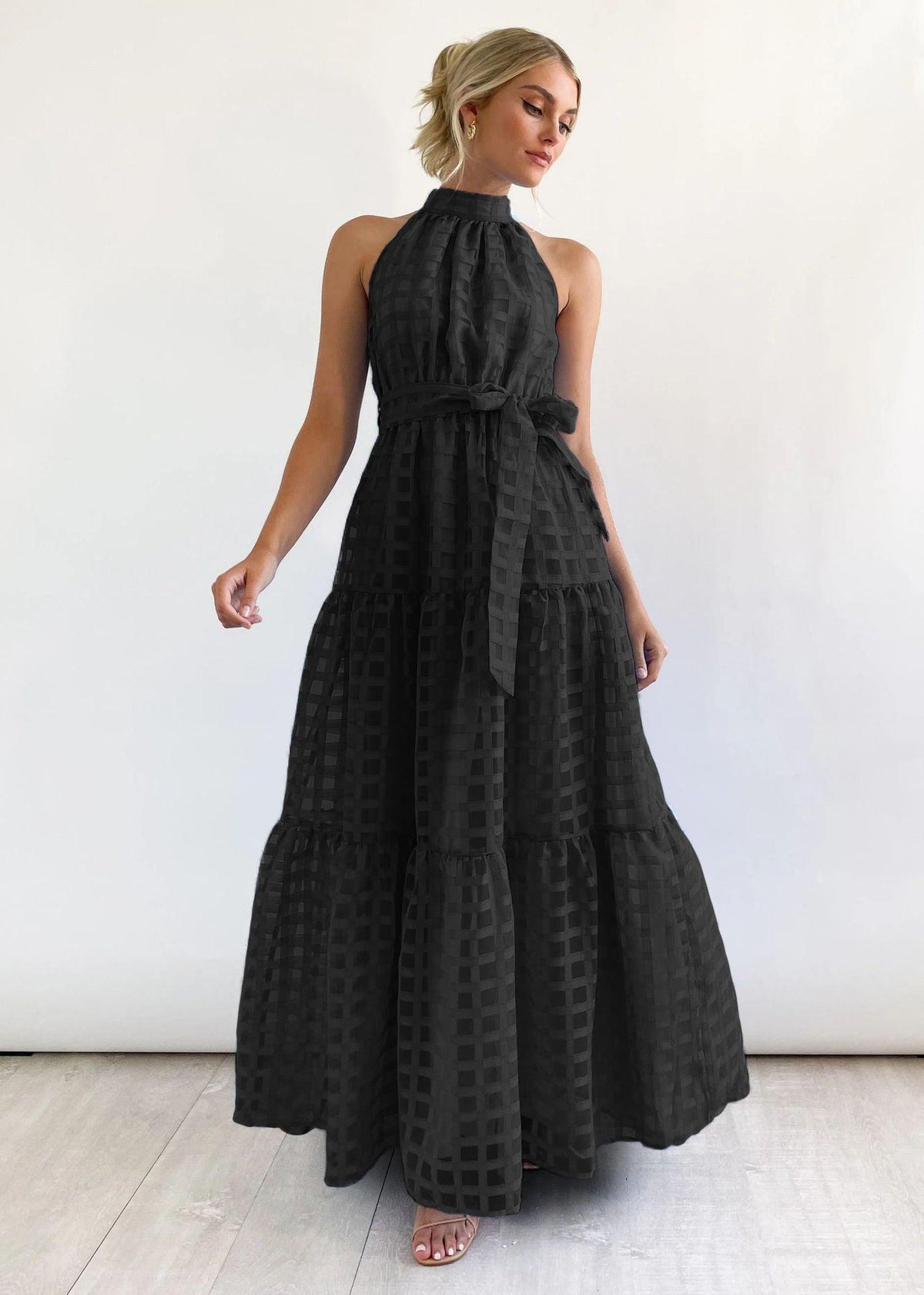 Casual High-grade Sleeveless Waist-controlled Large Hem Dress - WOMONA.COM
