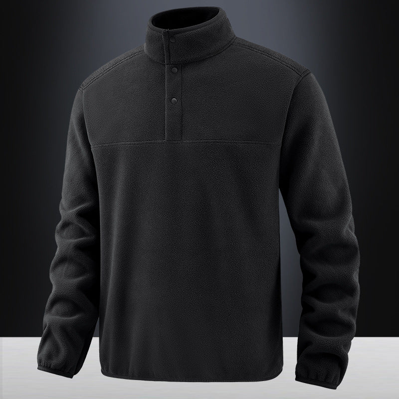 Men's thickened fleece stand-collar pullover in dark gray, black, khaki and dark blue – photo 7 of 9