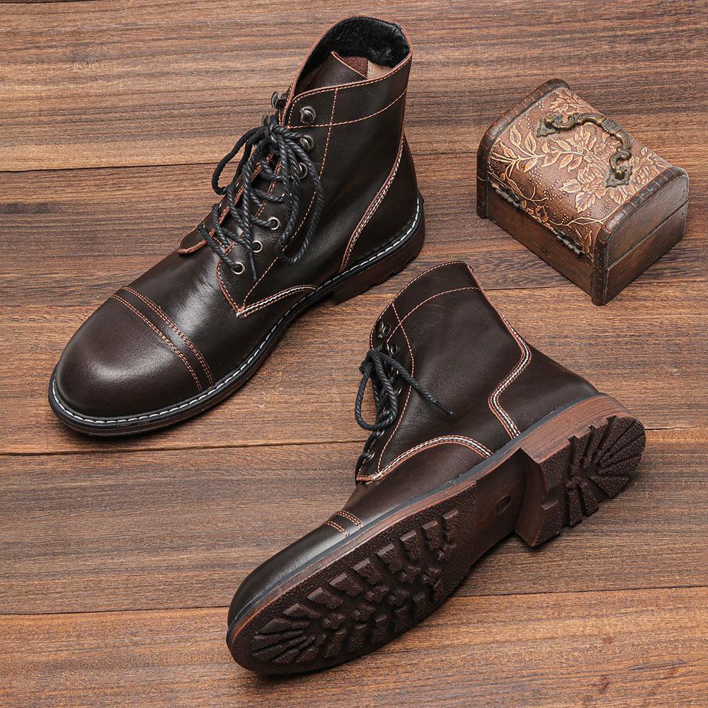 First Layer Calfskin Workwear Martin Boots - WOMONA.COM