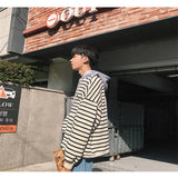 Striped hooded sweater men - WOMONA.COM