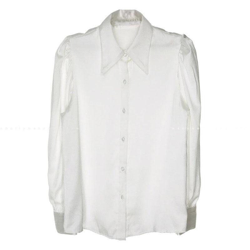 Puff Sleeve Lapel Loose All-match Shirt Blouse Women - WOMONA.COM