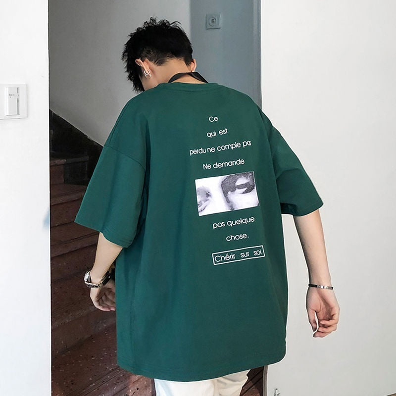 Loose half short sleeve t-shirt men - WOMONA.COM