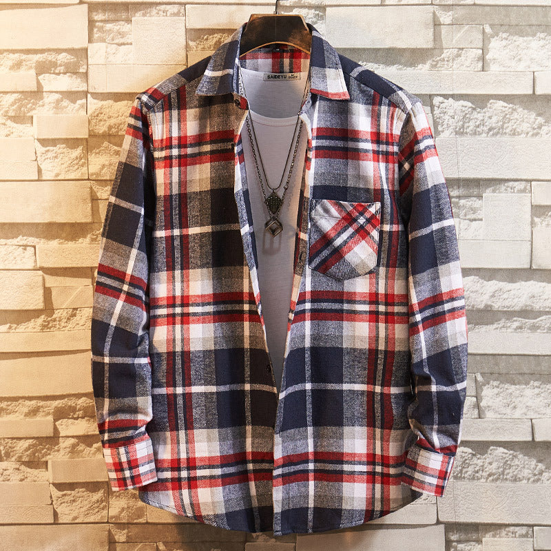 Men's cotton-blend casual flannel shirt