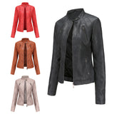 Short ladies leather jacket - WOMONA.COM