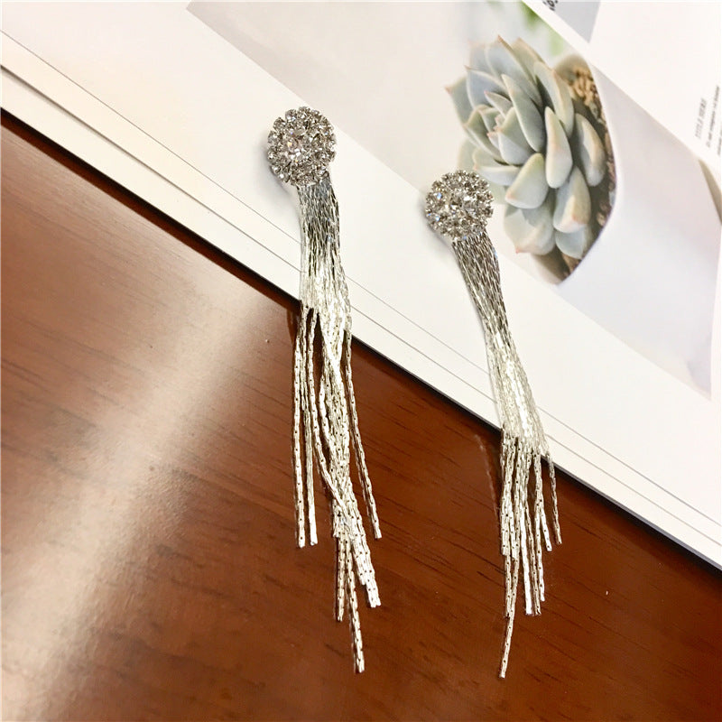 Crystal tassel earrings - WOMONA.COM