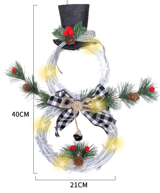 Christmas wreath pendant LED lights garland - WOMONA.COM